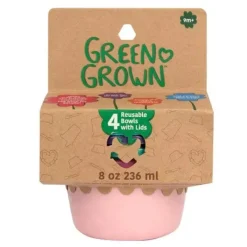 The First Years Food Jars & Snack Cups|Dishes, Utensils & Food Containers*- GreenGrown Reusable Toddler Snack Bowls with Lids - Pink - 4pk/8oz