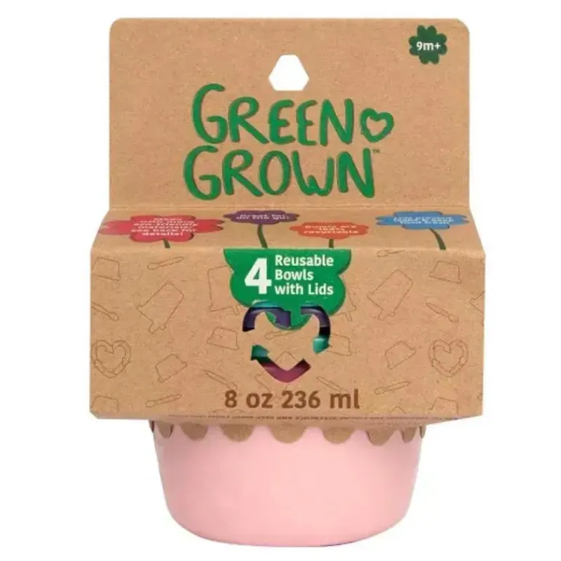 The First Years Food Jars & Snack Cups|Dishes, Utensils & Food Containers*- GreenGrown Reusable Toddler Snack Bowls with Lids - Pink - 4pk/8oz