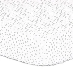 The Peanut Shell Crib & Bed Sheets*Fitted Crib Sheet, Metallic Silver Dot
