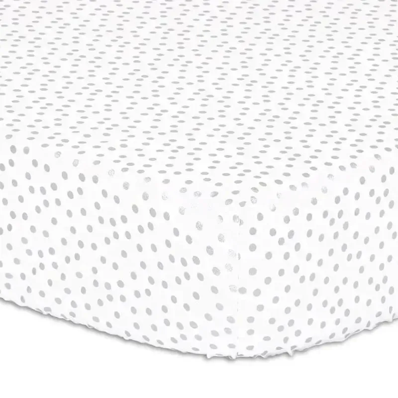 The Peanut Shell Crib & Bed Sheets*Fitted Crib Sheet, Metallic Silver Dot