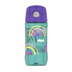 Thermos Water Bottle|Dishes, Utensils & Food Containers*- 16 Oz Plastic Funtainer® Hydration Bottle With Spout Lid Assortment, Rainbows