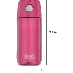 Thermos Water Bottle|Dishes, Utensils & Food Containers*- 16 Oz Plastic Funtainer® Hydration Bottle With Spout Lid, Raspberry
