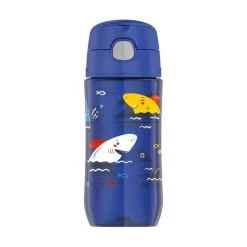 Thermos Water Bottle|Dishes, Utensils & Food Containers*- 16 Oz Plastic Funtainer® Hydration Bottle With Spout Lid Assortment, Sharks