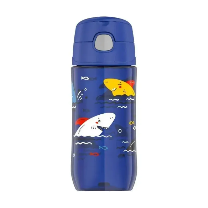 Thermos Water Bottle|Dishes, Utensils & Food Containers*- 16 Oz Plastic Funtainer® Hydration Bottle With Spout Lid Assortment, Sharks