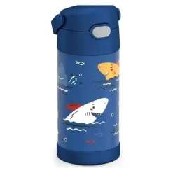 Thermos Water Bottle|Dishes, Utensils & Food Containers*- 12 Oz. Stainless Steel Non-Licensed Funtainer® Bottle, Sharks
