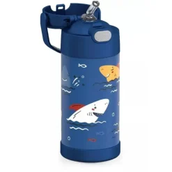 Thermos Water Bottle|Dishes, Utensils & Food Containers*- 12 Oz. Stainless Steel Non-Licensed Funtainer® Bottle, Sharks