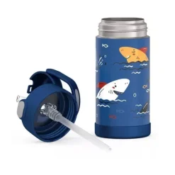Thermos Water Bottle|Dishes, Utensils & Food Containers*- 12 Oz. Stainless Steel Non-Licensed Funtainer® Bottle, Sharks