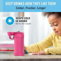 Thermos Water Bottle|Dishes, Utensils & Food Containers*- 12 Oz. Stainless Steel Non-Licensed Funtainer® Bottle, Pink