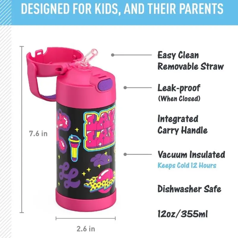 Thermos Water Bottle|Dishes, Utensils & Food Containers*- 12Oz. Funtainer® Water Bottle W/ Straw, That Girl Lay Lay