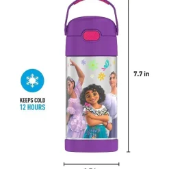 Thermos Insulated Cups|Dishes, Utensils & Food Containers*- 12Oz Stainless Steel Insulated Straw Bottle, Encanto