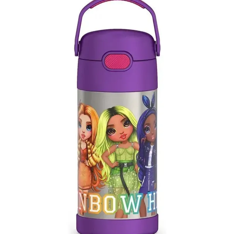 Thermos Insulated Cups|Dishes, Utensils & Food Containers*- 12Oz Stainless Steel Insulated Straw Bottle, RAINBOW HIGH