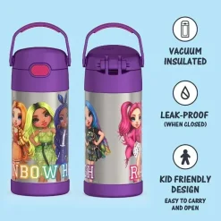 Thermos Insulated Cups|Dishes, Utensils & Food Containers*- 12Oz Stainless Steel Insulated Straw Bottle, RAINBOW HIGH
