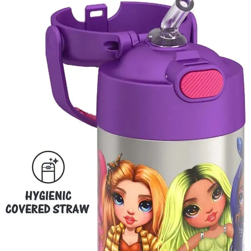 Thermos Insulated Cups|Dishes, Utensils & Food Containers*- 12Oz Stainless Steel Insulated Straw Bottle, RAINBOW HIGH
