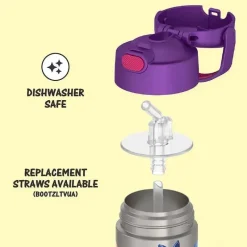 Thermos Insulated Cups|Dishes, Utensils & Food Containers*- 12Oz Stainless Steel Insulated Straw Bottle, RAINBOW HIGH