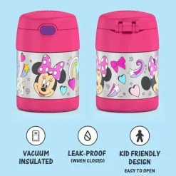 Thermos Mickey & Minnie|Food Jars & Snack Cups*- 10Oz Stainless Steel Insulated Food Jar with Spoon, Preschool Minnie