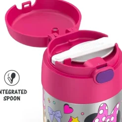 Thermos Mickey & Minnie|Food Jars & Snack Cups*- 10Oz Stainless Steel Insulated Food Jar with Spoon, Preschool Minnie