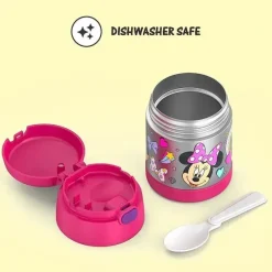 Thermos Mickey & Minnie|Food Jars & Snack Cups*- 10Oz Stainless Steel Insulated Food Jar with Spoon, Preschool Minnie