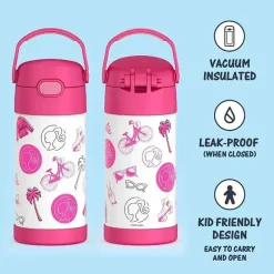 Thermos Barbie|Insulated Cups*- 12Oz Stainless Steel Insulated Straw Bottle, Barbie