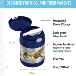 Thermos Food Jars & Snack Cups|Dishes, Utensils & Food Containers*- Stainless Steel Vacuum Insulated Food Jar with Spoon, 10 Oz, Jurassic World