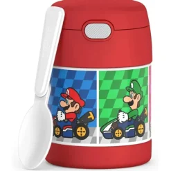 Thermos Food Jars & Snack Cups|Dishes, Utensils & Food Containers*- Stainless Steel Vacuum Insulated Food Jar with Spoon, 10 Oz, Mario Kart