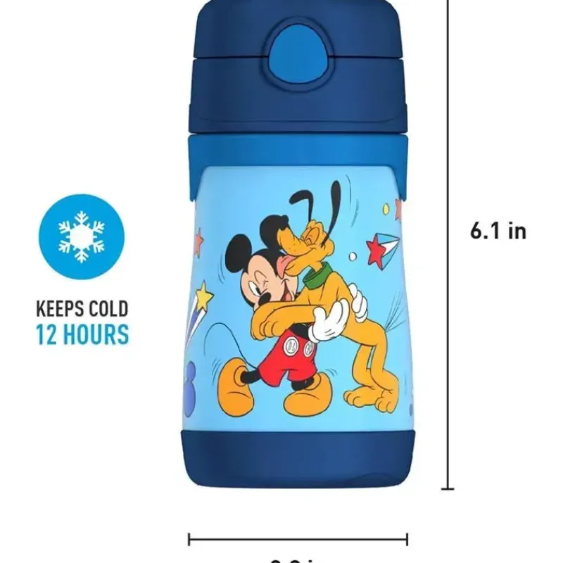 Thermos Straw, Sippy & Training Cups|Dishes, Utensils & Food Containers*- Vacuum Insulated Stainless Steel 10oz Straw Bottle, Mickey Mouse