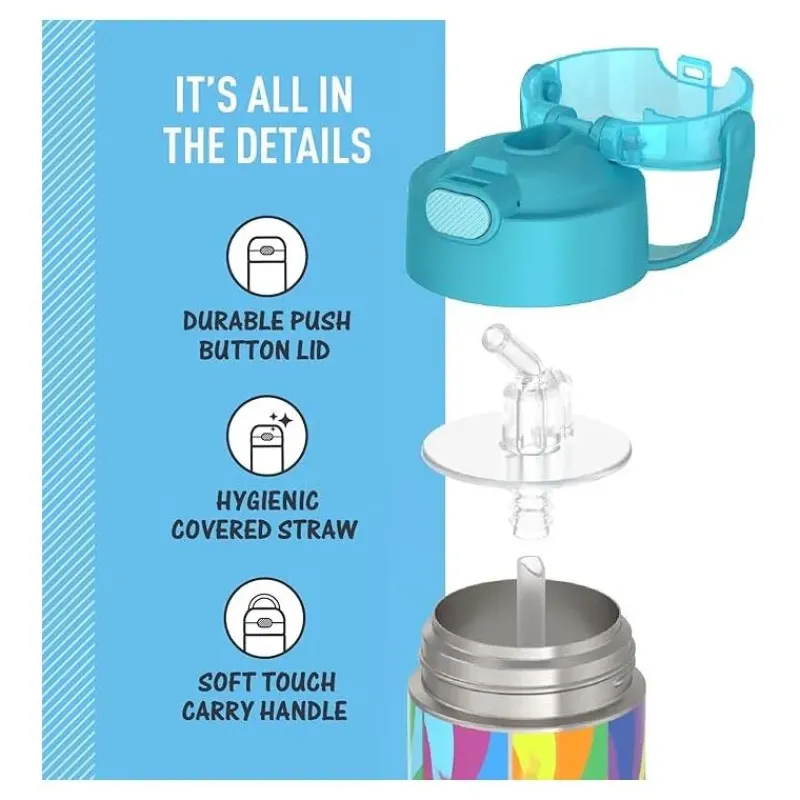 Thermos Straw, Sippy & Training Cups|Dishes, Utensils & Food Containers*- Vacuum Insulated Stainless Steel 12oz Straw Bottle, Trolls3