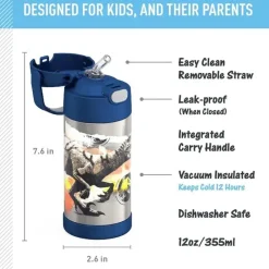 Thermos Straw, Sippy & Training Cups|Dishes, Utensils & Food Containers*- Vacuum Insulated Stainless Steel 12oz Straw Bottle, Jurassic World
