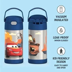 Thermos Straw, Sippy & Training Cups|Dishes, Utensils & Food Containers*- Vacuum Insulated Stainless Steel 12oz Straw Bottle, Cars