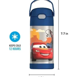 Thermos Straw, Sippy & Training Cups|Dishes, Utensils & Food Containers*- Vacuum Insulated Stainless Steel 12oz Straw Bottle, Cars