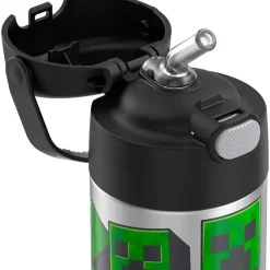 Thermos Straw, Sippy & Training Cups|Dishes, Utensils & Food Containers*- Vacuum Insulated Stainless Steel 12oz Straw Bottle, Minecraft