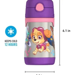 Thermos Straw, Sippy & Training Cups|Dishes, Utensils & Food Containers*- Vacuum Insulated Stainless Steel 10oz Straw Bottle, Paw Patrol Girl