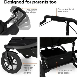 Thule Jogging Strollers*- Urban Glide 3 Double Child All-Terrain Stroller, Black