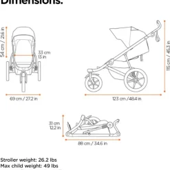 Thule Jogging Strollers*- Urban Glide 3 Single Child All-Terrain Stroller, Blue