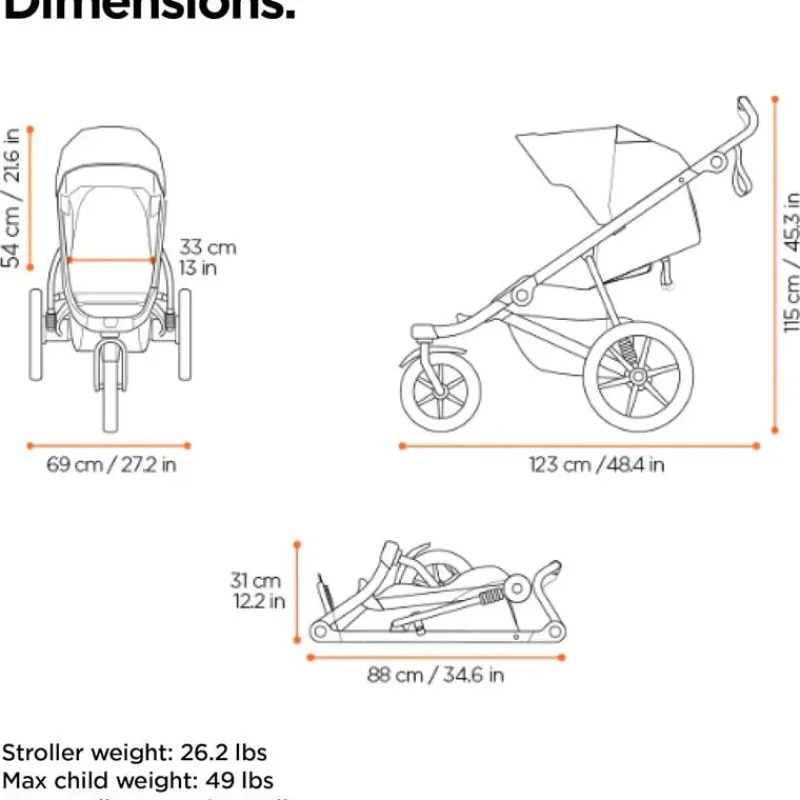 Thule Jogging Strollers*- Urban Glide 3 Single Child All-Terrain Stroller, Blue