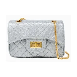 Tiny Treats Handbags & Accessories*- Classic Quilted Sparkle Mini Bag, Silver
