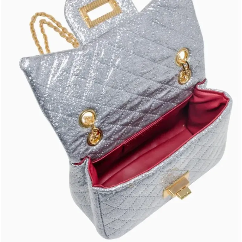 Tiny Treats Handbags & Accessories*- Classic Quilted Sparkle Mini Bag, Silver