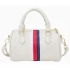 Tiny Treats Handbags & Accessories*- Leather Striped Duffle Handbag | White