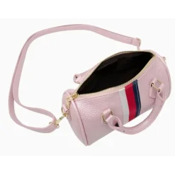 Tiny Treats Handbags & Accessories*- Leather Striped Duffle Handbag | White