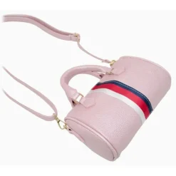 Tiny Treats Handbags & Accessories*- Leather Striped Duffle Handbag | White