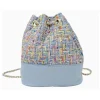 Tiny Treats Handbags & Accessories*- Tweed Drawstring Backpack Bag, Blue