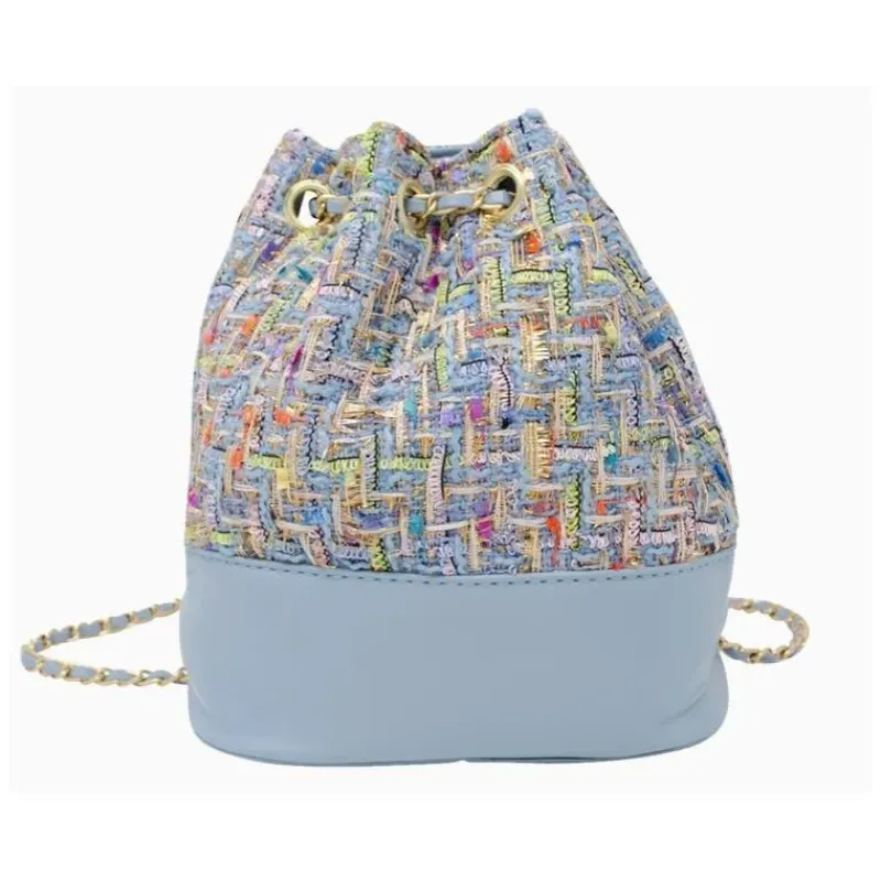 Tiny Treats Handbags & Accessories*- Tweed Drawstring Backpack Bag, Blue