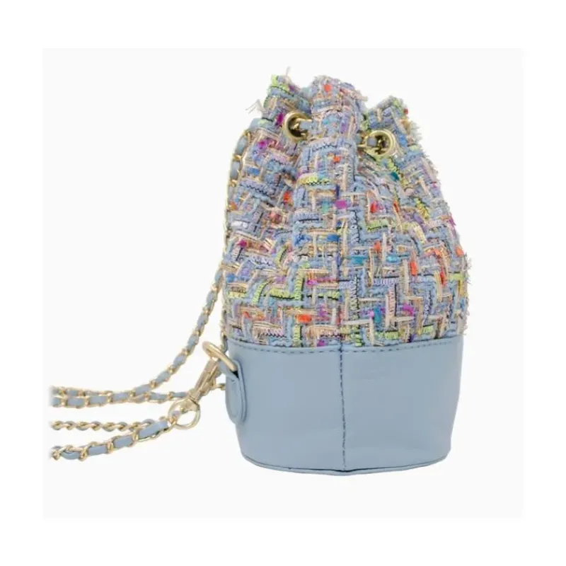 Tiny Treats Handbags & Accessories*- Tweed Drawstring Backpack Bag, Blue