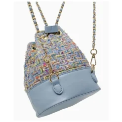 Tiny Treats Handbags & Accessories*- Tweed Drawstring Backpack Bag, Blue