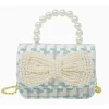Tiny Treats Handbags & Accessories*- Tweed Pearl Handle Bow Purse, Blue