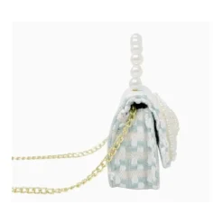 Tiny Treats Handbags & Accessories*- Tweed Pearl Handle Bow Purse, Blue