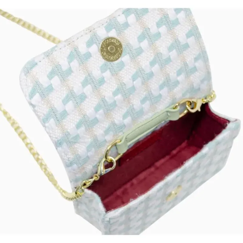 Tiny Treats Handbags & Accessories*- Tweed Pearl Handle Bow Purse, Blue