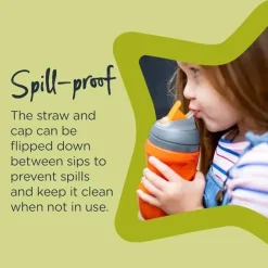 Tommee Tippee Straw, Sippy & Training Cups|Dishes, Utensils & Food Containers*- Insulated Straw Cup for Toddlers, Spill-Proof, 9oz, 12m+, 2-Count, Blue and Orange