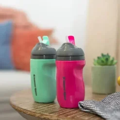 Tommee Tippee Straw, Sippy & Training Cups|Dishes, Utensils & Food Containers*- Insulated Straw Cup for Toddlers, Spill-Proof, 9oz, 12m+, 2-Count, Blue and Orange