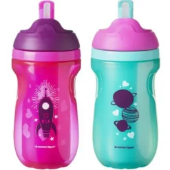 Tommee Tippee Straw, Sippy & Training Cups|Dishes, Utensils & Food Containers*- 2Pk Insulated Straw Tumbler 9Oz, Colors May Vary