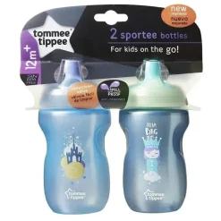 Tommee Tippee Straw, Sippy & Training Cups|Dishes, Utensils & Food Containers*- 2Pk 10Oz Toddler Sportee Bottle 12+ Months, Colors May Vary